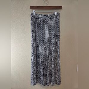 LOFT Black and White Patterned Maxi Skirt